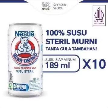 

BEAR BRAND SUSU STERIL SUSU KALENG 189 ml ISI 10 KALENG