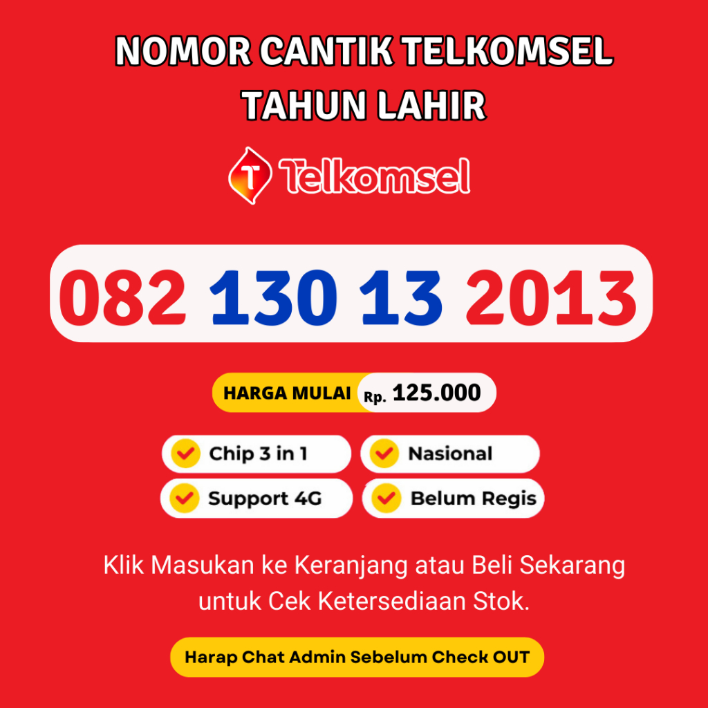 Nomor Cantik Telkomsell Seri Tahun Lahir Murah dan Rapi - Kartu Perdana Telkomsel Support 4G LTE