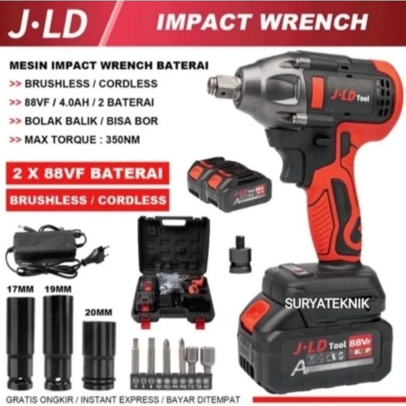 Impact Wrench JLD JV88 - 2 Baterai Bor Impact Buka Kunci Baut