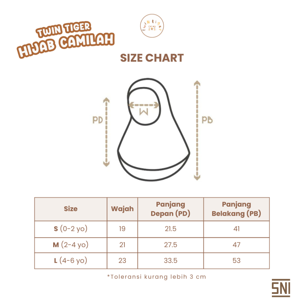 RJ4 Jilbab Instan Anak Perempuan 1-6 Tahun Twin Tiger CAMILAH HIJAB Muslim Cewek