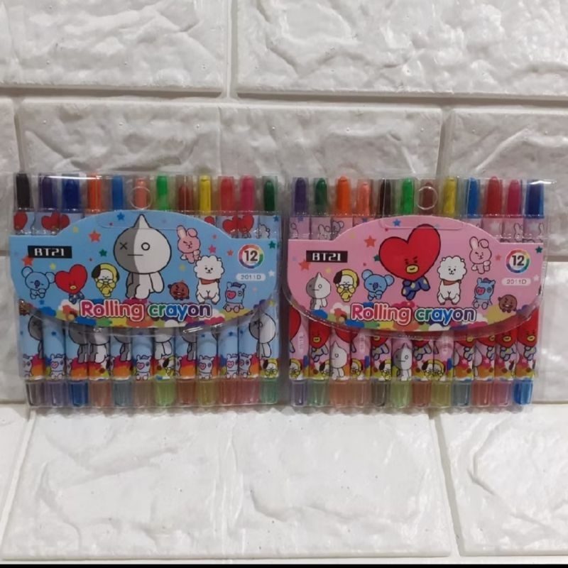 

Rolling Crayon/krayon putar panjang dan pendek 12 warna