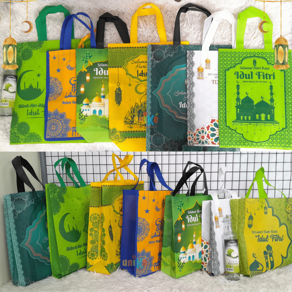 

LUSINAN - Tas Hampers Lebaran Spunbond Idul Fitri Goodie Bag Bingkisan Sembako Parcel Murah