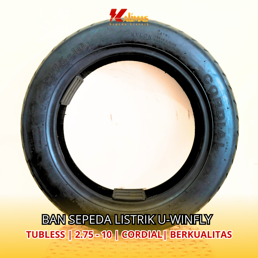 Ban Luar Sepeda Listrik U-Winfly | Cordial | Tubless | Ukuran 2.75-10 | Berkualitas