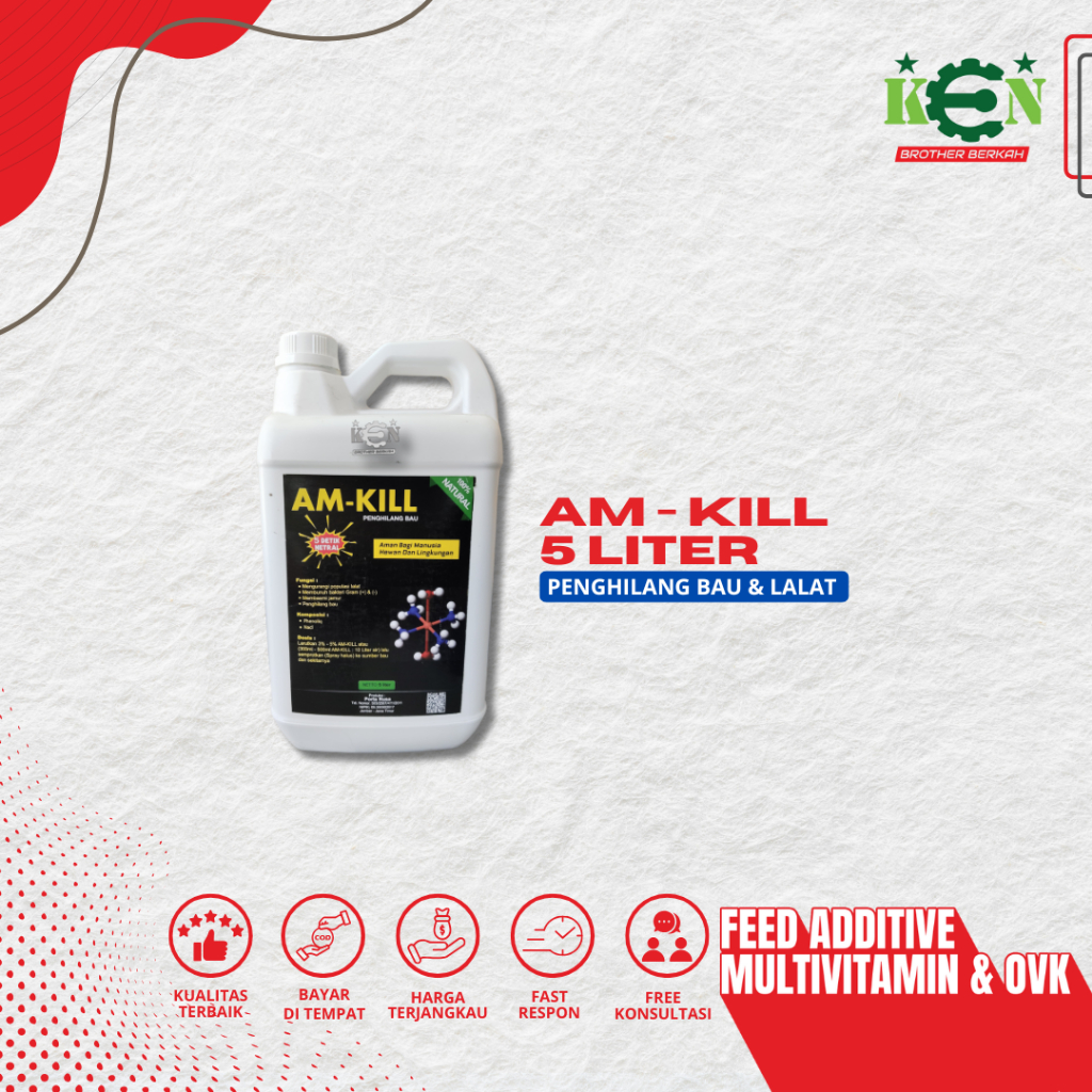 Amkill 5 Liter Penghilang Bau Amoniak Kotoran Ternak Ayam Broiler Petelur