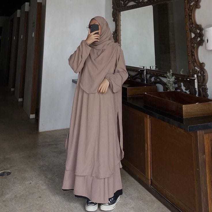 Gamis Hameeda Model Terbaru One Set Tunik Dan Rok