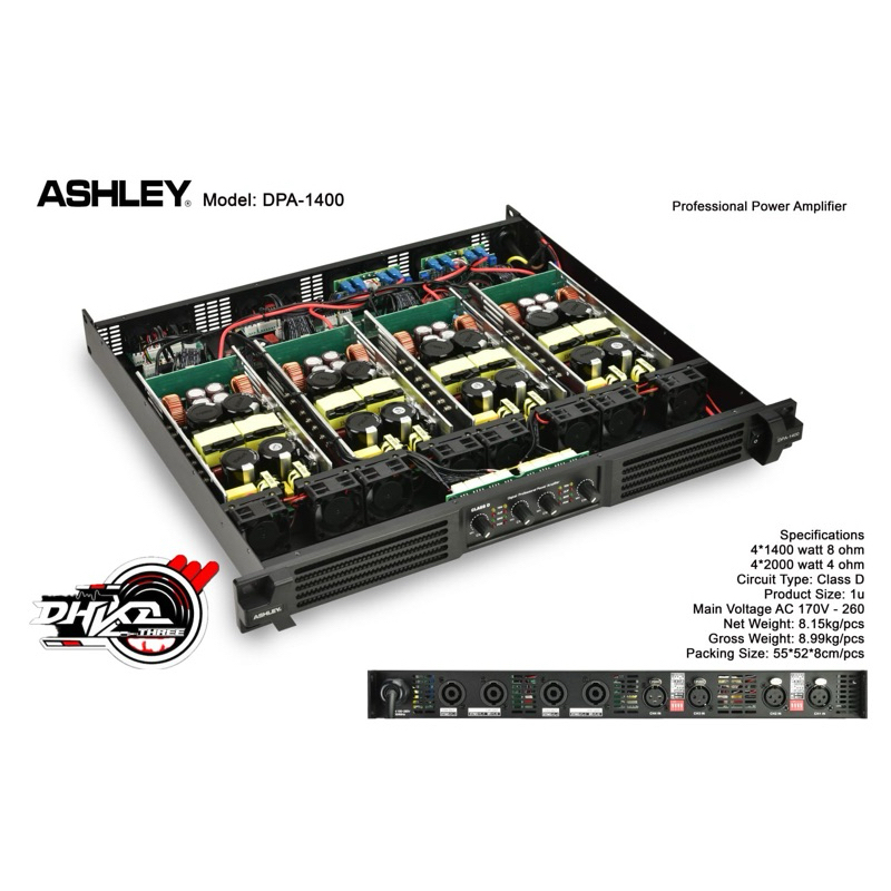 POWER ASHLEY DPA 1400 CLASS D ORIGINAL 4 CHANNEL / POWER ASHLEY CLASS D 4 CHANNEL ASHLEY DPA1400 ORI