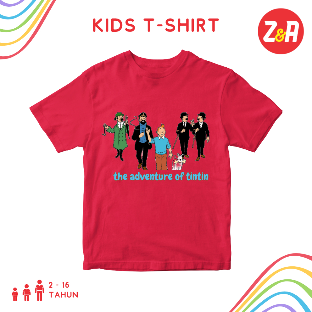 Kaos Anak T1N_TIN | Baju Atasan Anak Lengan Pendek Karakter Tint1n Adventura Terbaru | Tshirt Anak L