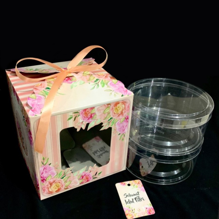 

5 Pcs Box Packaging 2 toples Kuker 500g Parcel Lebaran Idul Fitri 15x15x15cm