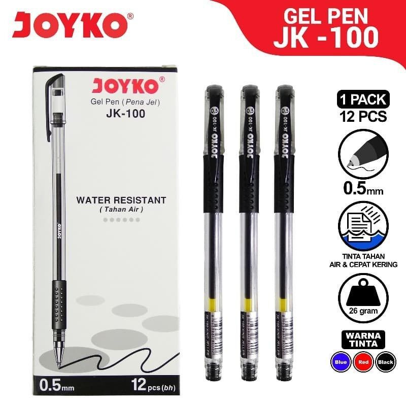 

Pulpen Joyko Gel JK-100 1pack isi 12pcs