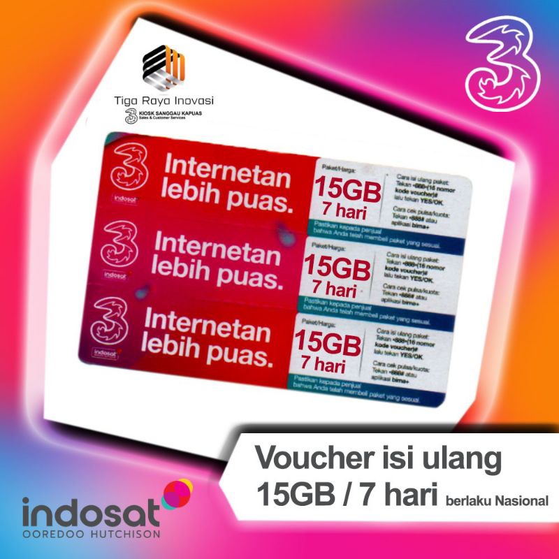 Voucher Kuota TRI Happy 15GB 7 hari NASIONAL