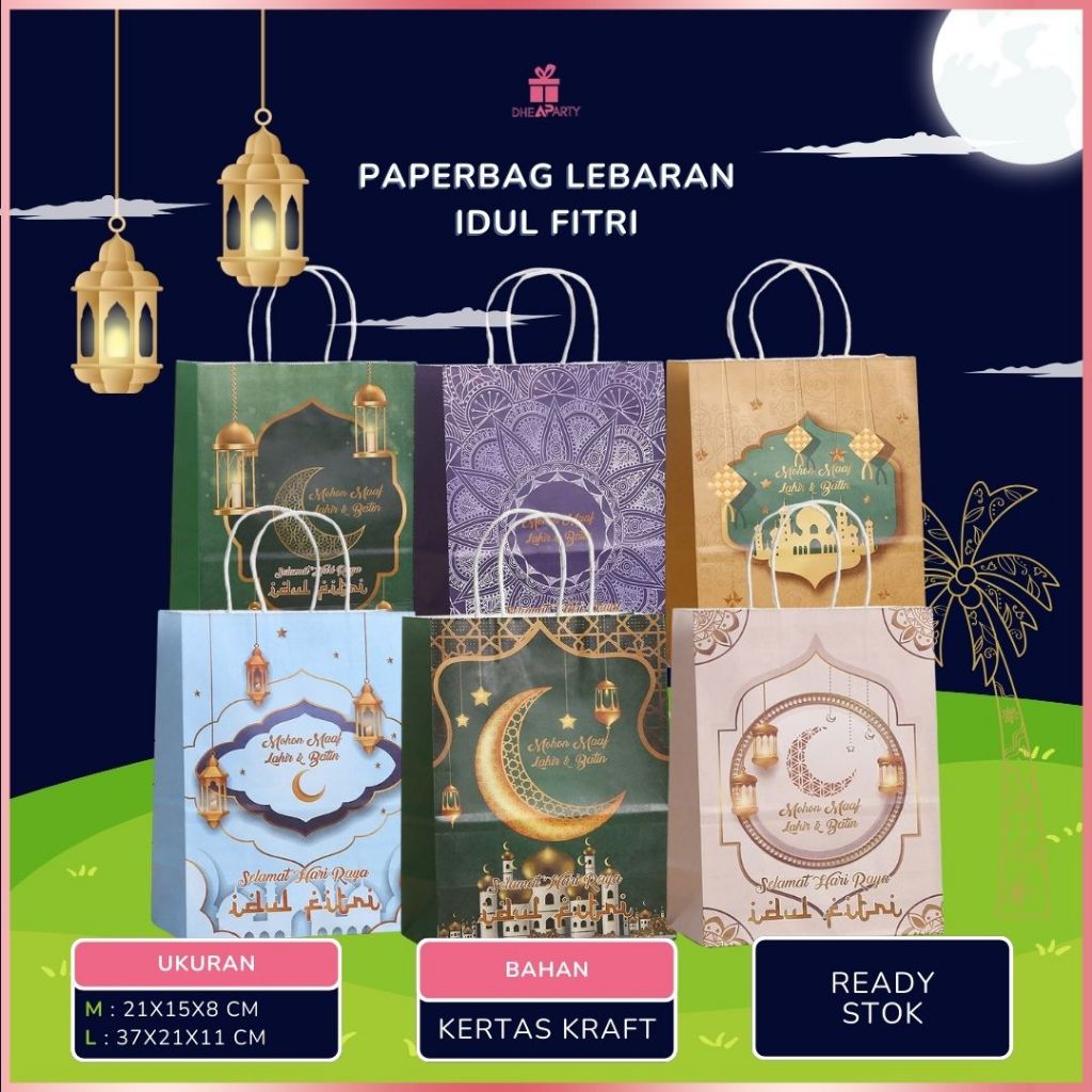 

DP Paperbag Lebaran Idul Fitri / Tas Hampers Lebaran 2025 / Goodie Bag Bingkisan Souvenir Motif Lebaran PP52