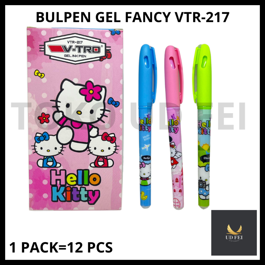 (1 PACK = 12 PCS - VTR 217) BULPEN GEL FANCY HELLO KITTY/ BULPEN VTR 217/BULPEN GEL FANCY KARAKTER