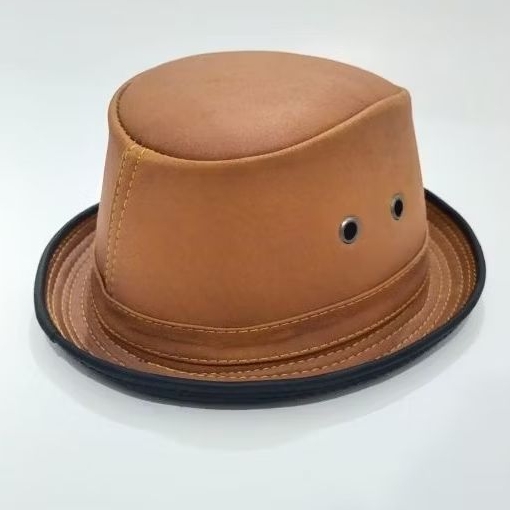 Topi Koboi Kulit Asli 100% Topi Fedora Kulit Asli