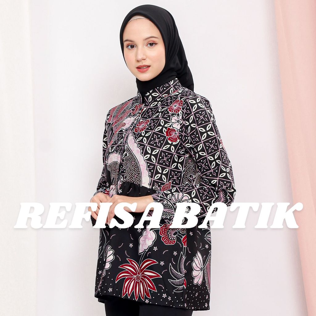 Atasan Batik Blouse Wanita Emma - Blouse Batik Wanita - Batik Wanita Premium - Batik Kantor Wanita