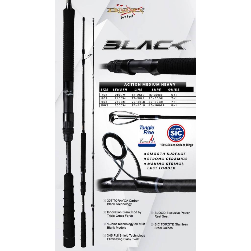 Rod SPINNING BLOOD BLACK 30T TORAYCA CARBON BLANK TECHNOLOGY