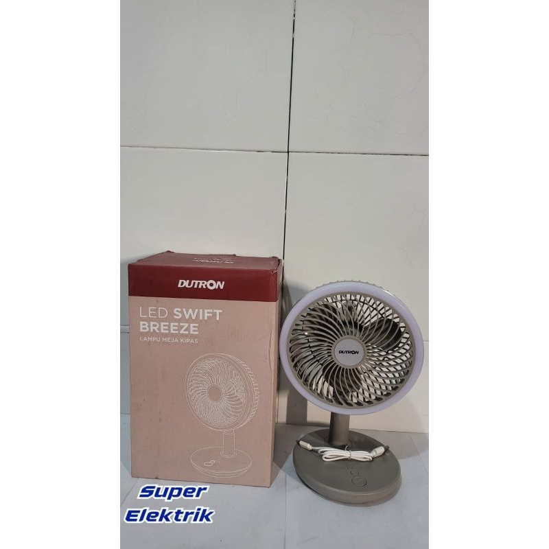 LAMPU MEJA LED PLUS KIPAS ANGIN "DUTRON" CAHAYA LED TERANG HIDUP PAS MATI LAMPU