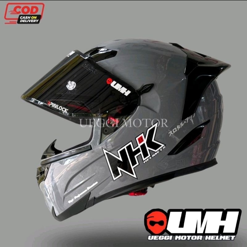 Helm Nhk RX9 Fullface Doble Visor Paket Ganteng Dim Grey