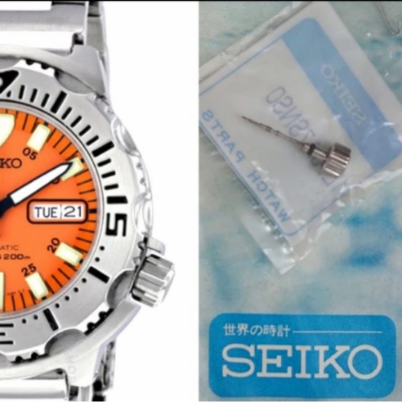 Crown + Stem Set Original untuk Seiko MONSTER Gen 1 7S26-0350/0351.  SKX779 SKX781 SKXA43 SKXA45