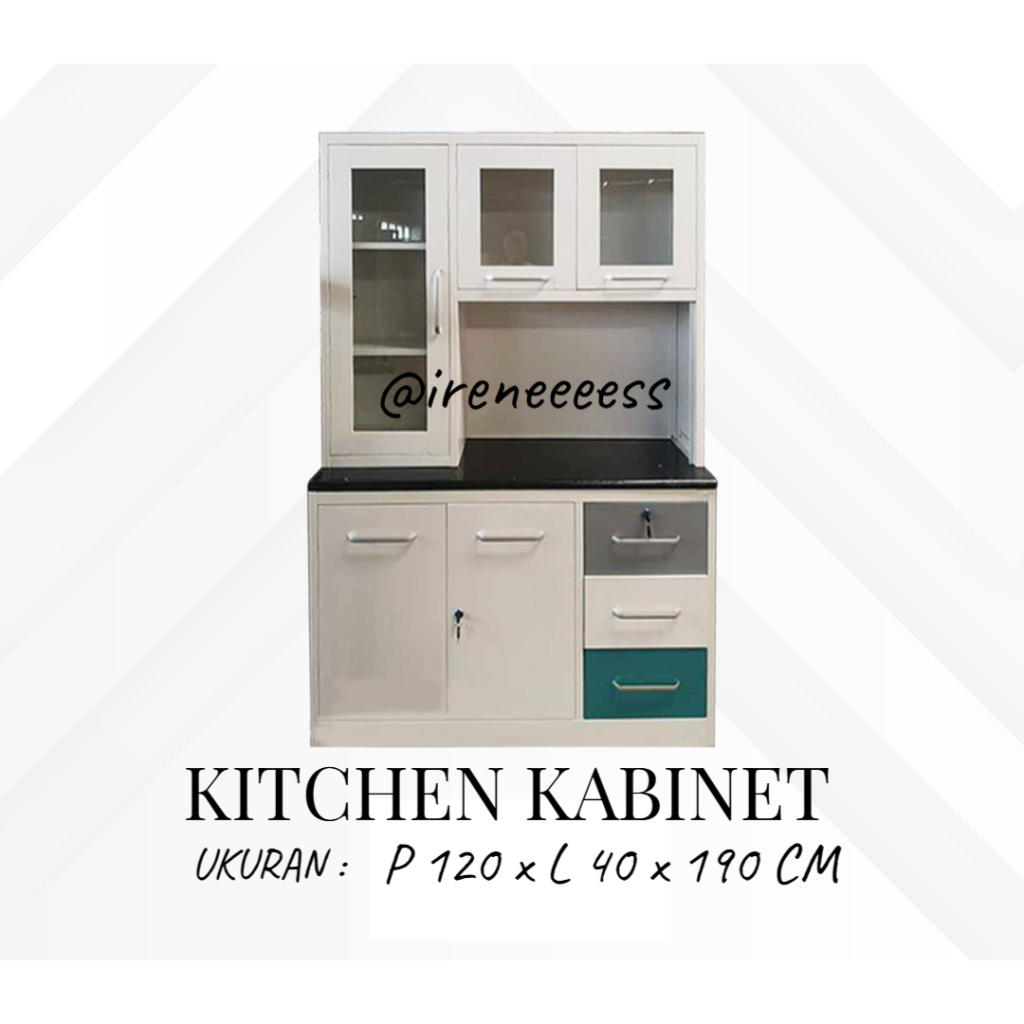 KITCHEN SET BAHAN PLAT BESI / LEMARI RAK DAPUR WARNA PUTIH KARSINDO