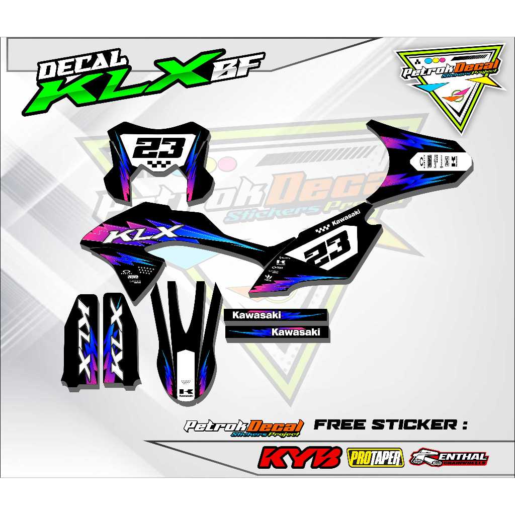 DECAL STICKER KLX 150 BF FULL BODY - DECAL MOTOR KAWASAKI KLX 150 BF SUPER GLOSSY
