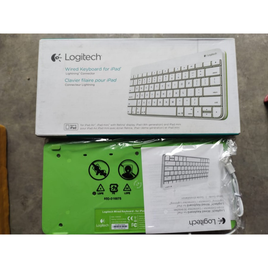 logitech wired keyboard for ipad mini, ipad air lightning connector NEW