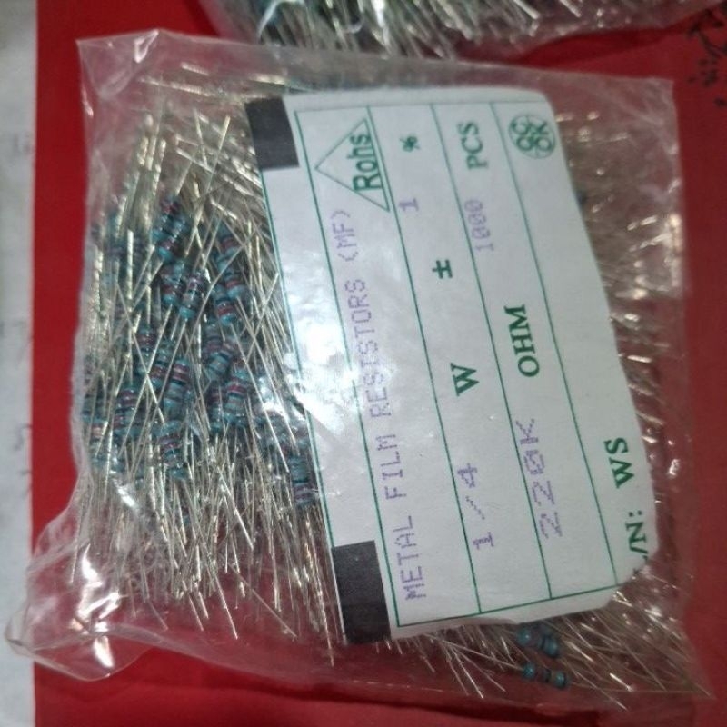 1.000 pcs resistor 1/4 watt 220k R 1/4w 220K biru R 0.25 watt