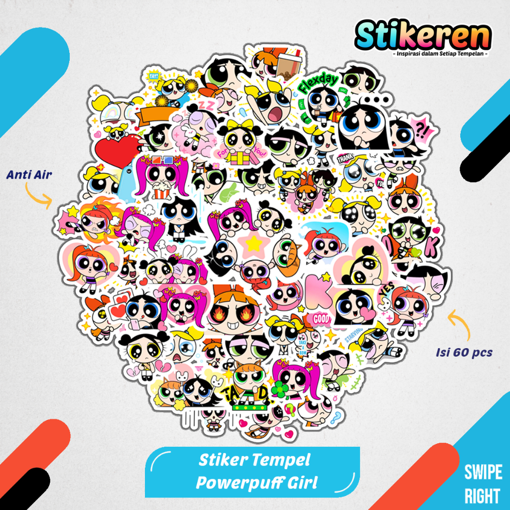 

Stiker Powerpuff girl Kartun Film Paper Vinyl Dekorasi Laptop Koper Tumbler Kulkas DIY
