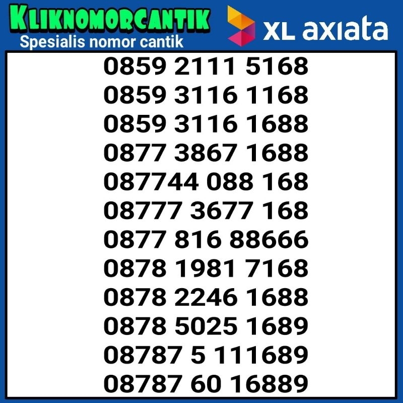nomor cantik XL 168 kartu perdana XL 4G&5G A2