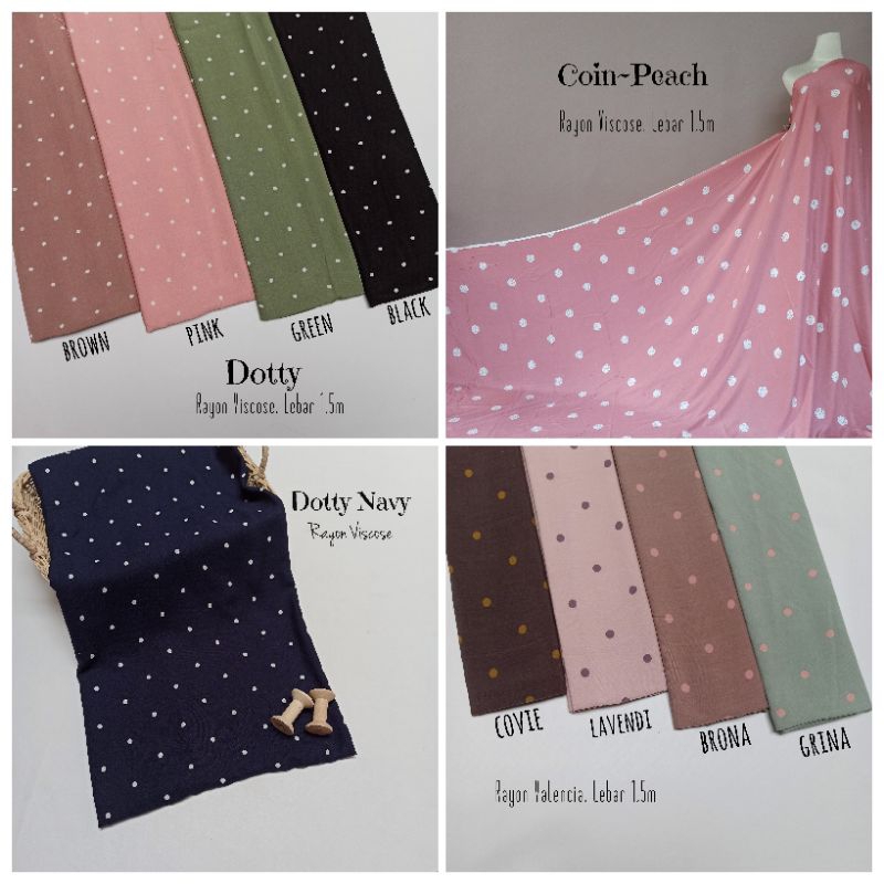 (HARGA 0,5m) KAIN RAYON VISCOSE VALENCIA POLKADOT