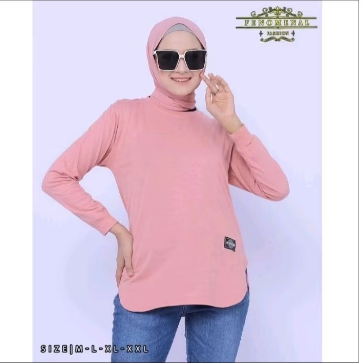 [ MERAH - PUTIH EDITION ] KAOS WANITA HIJAB STYLE MUSLIM FENOMENAL - PHENOMENAL AUTHENTIC TERBARU AT
