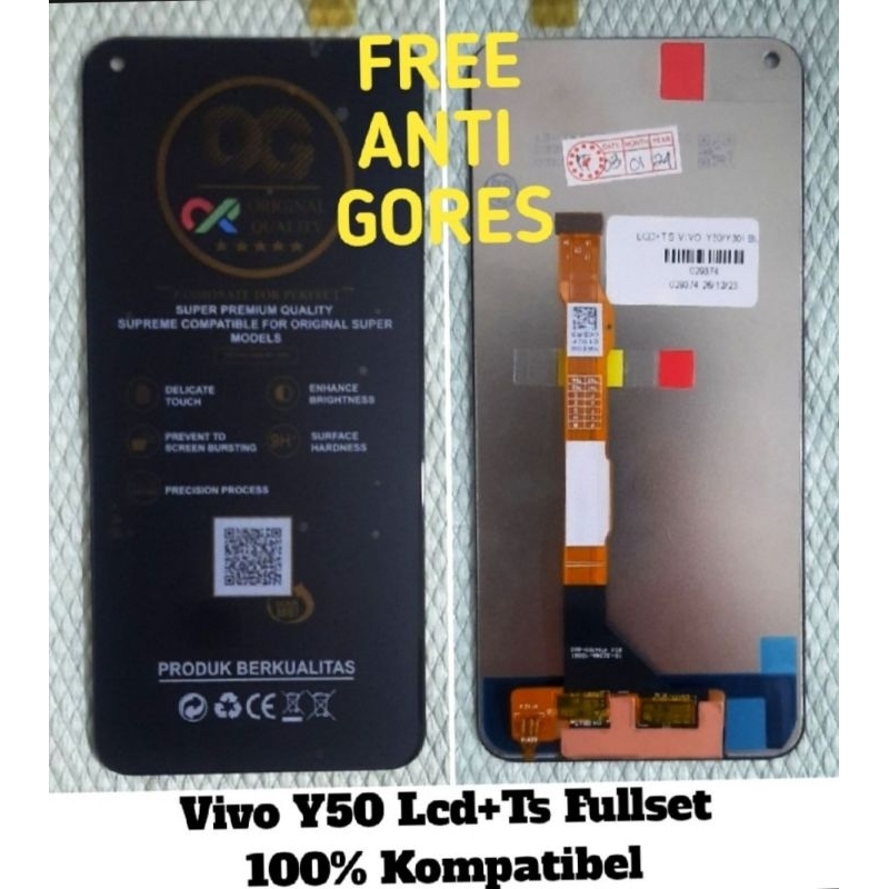 Lcd Vivo Y50 Fullset+Touchscreen Hp 100% Kompatibel < COD > Bisa Bayar Di Tempat Original OG Super Q