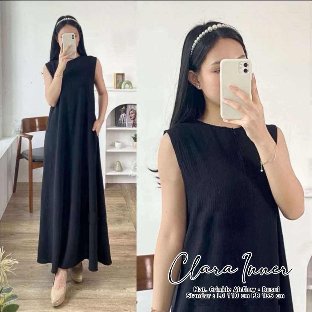 inner dress tanpa lengan busui frendly dress airflow premium dress tanpa lengan inner dress kekinian