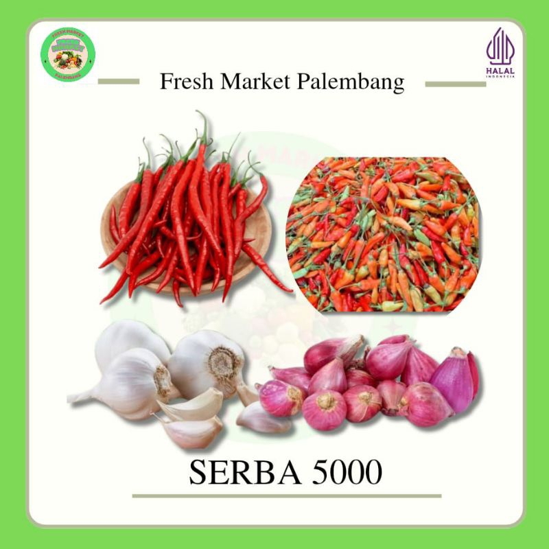 

Serba 5000 Cabe Merah Cabe Burung Bawang merah Bawang Putih -Fresh Market Palembang-