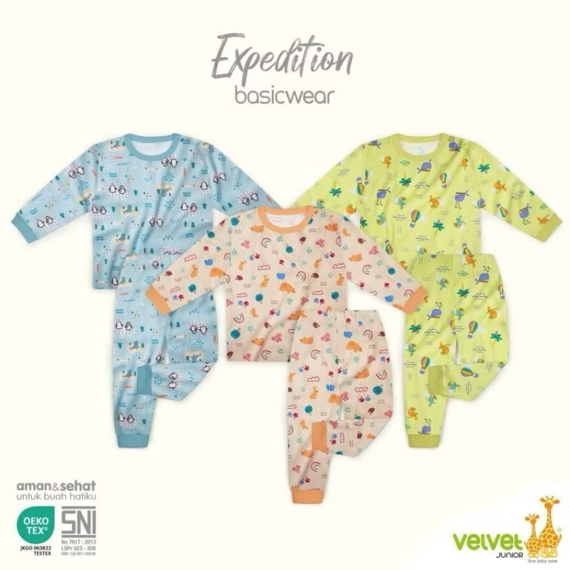Velvet Junior Setelan Panjang Seri Expedition | Baju Anak Laki Laki Perempuan Piyama Nyaman Katun Mo