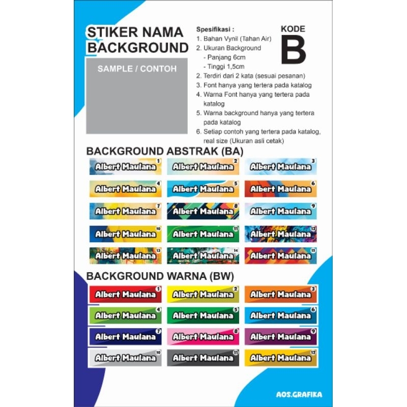 

STIKER NAMA SENDIRI BACKGROUND 8 PCS | STIKER TAHAN AIR DAN TIDAK MUDAH LUNTUR TERJAMIN