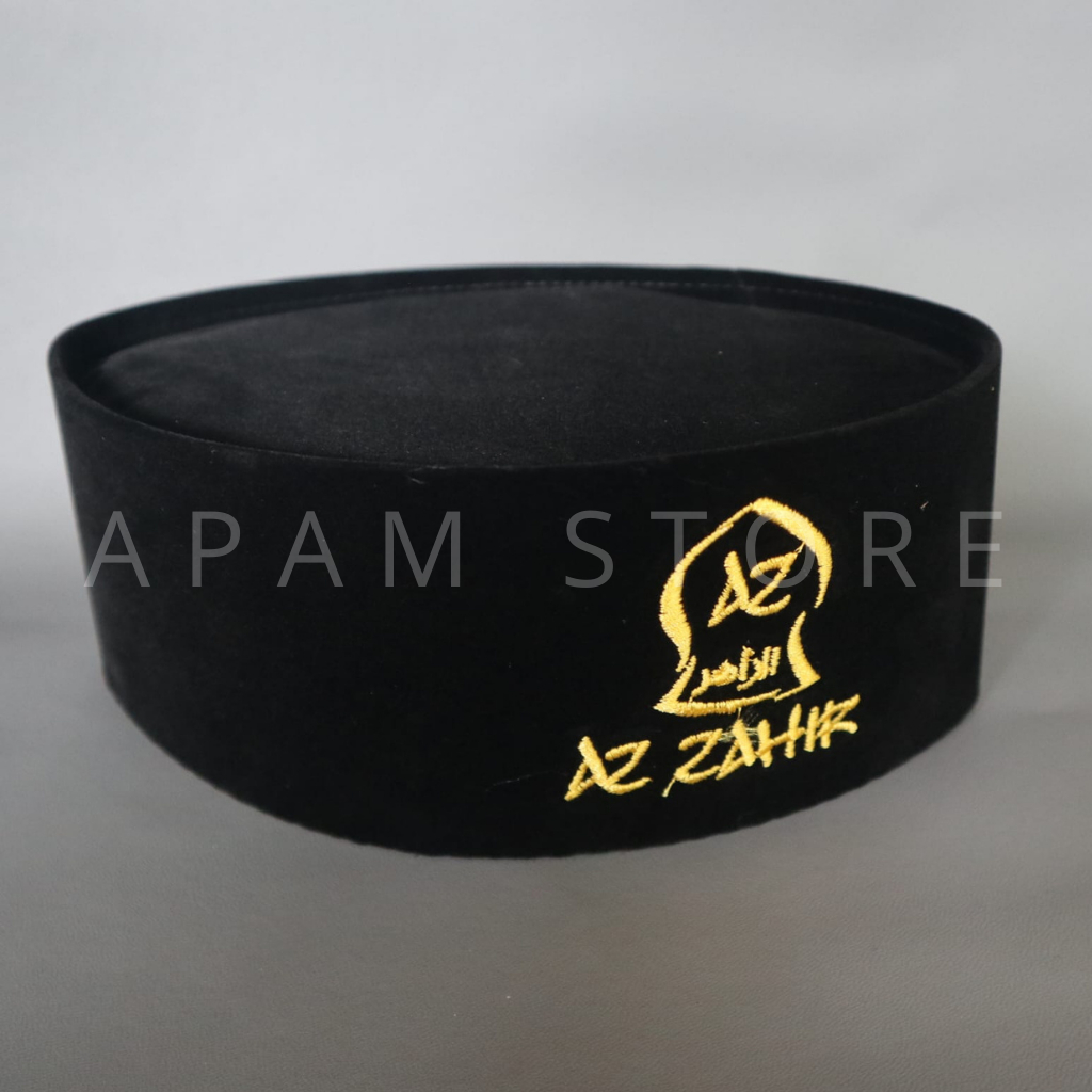 PECI HITAM LOGO AZ-ZAHIR SONGKOK AZ-ZAHIR PECI HITAM POLOS LOGO BORDIR LOGO AZ-ZAHIR TINGGI 9