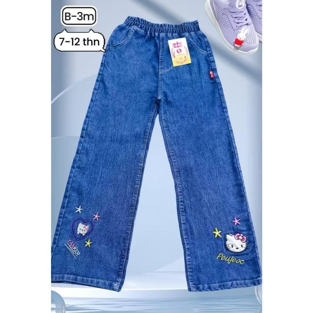 celana panjang anak perempuan usia  6-12 tahun jeans kulot import bordir anak