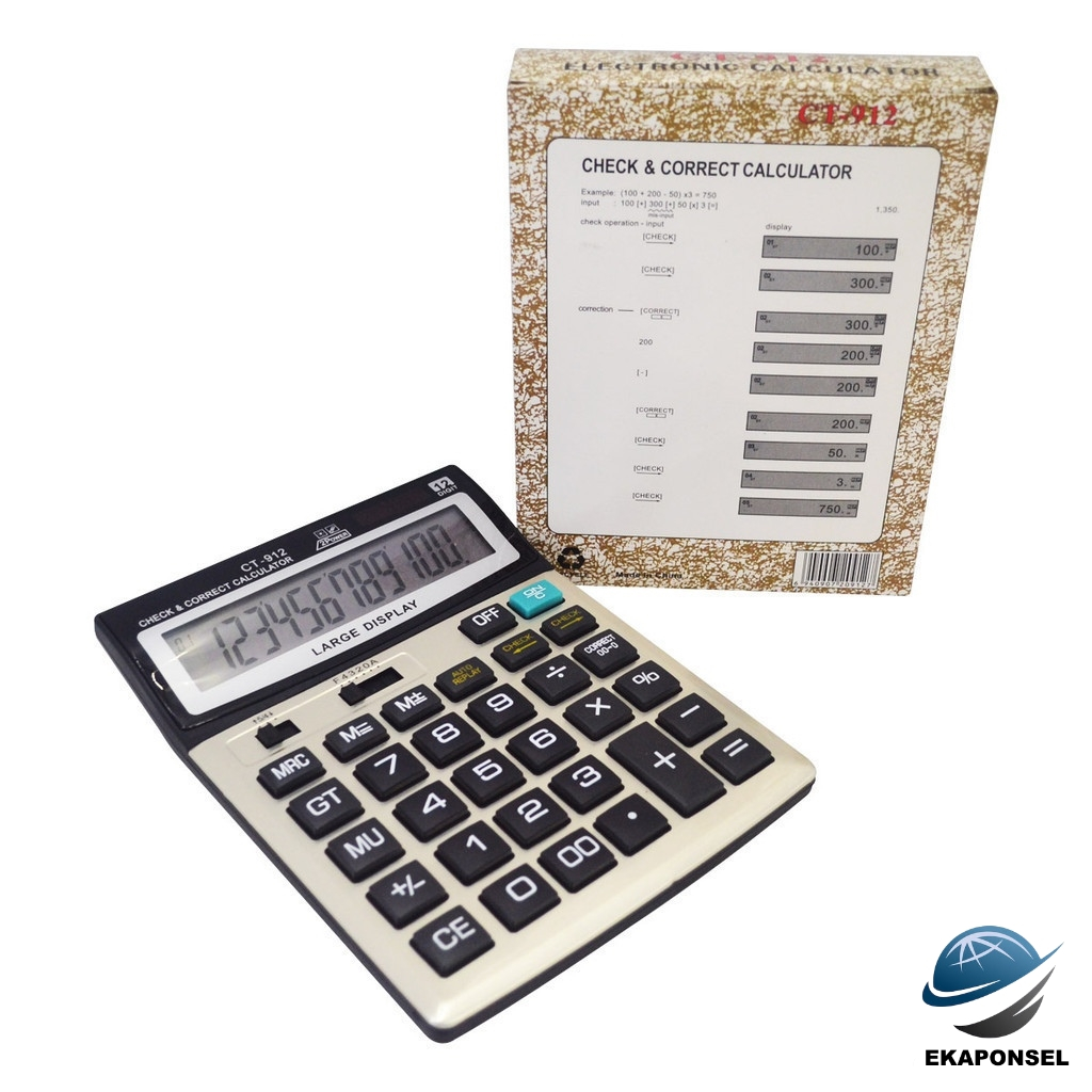 

Kalkulator 12 Digit CT-912 Check & Correct Calculator Desktop - New Version