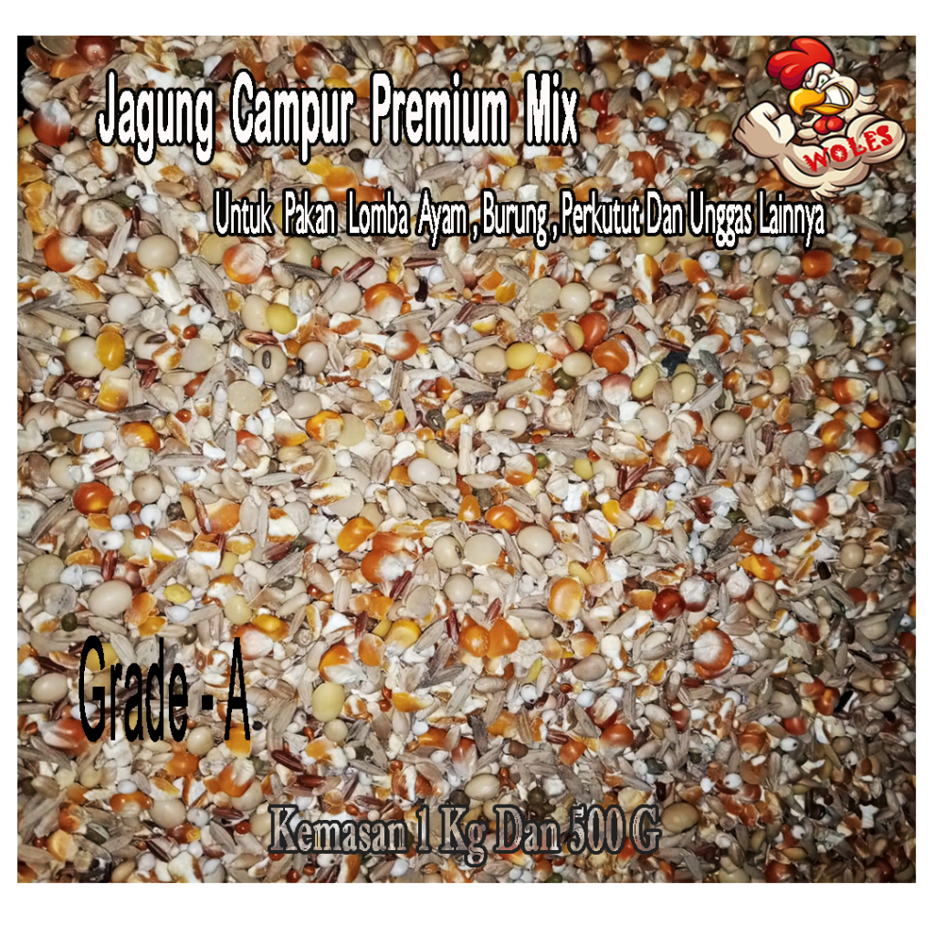 1 Kg Pakan Harian Jagung Campur Premium Mix GRADE - A Jagung Mix Kumplit Gizi Pakan Makanan Ayam , B
