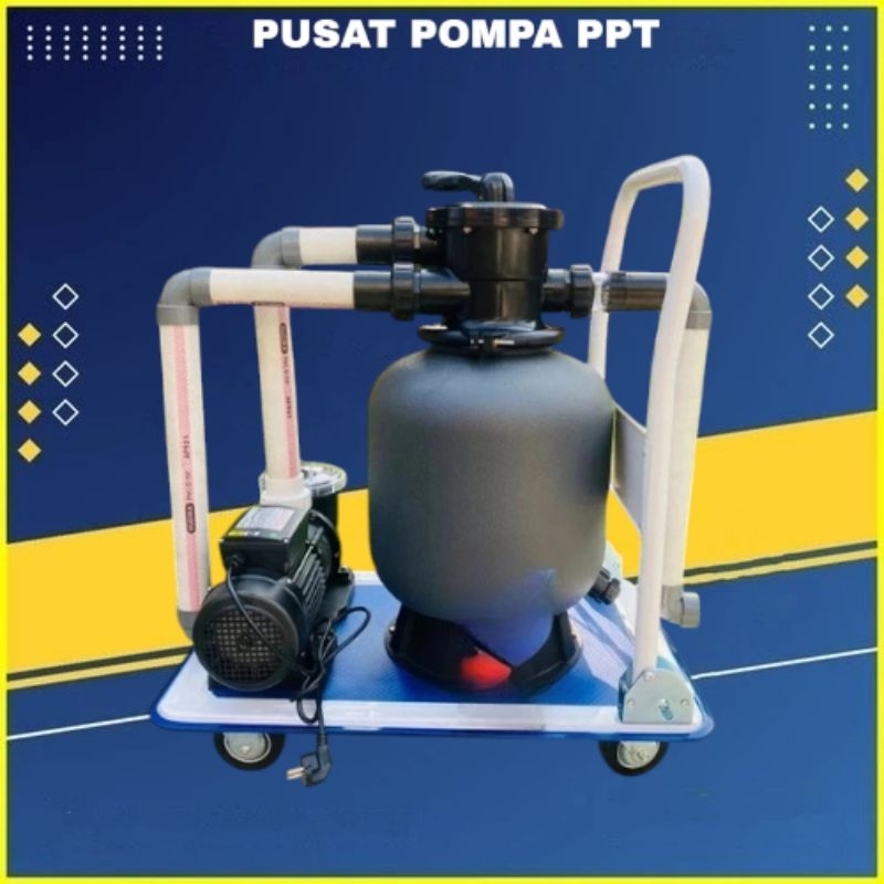 Paket Kolam Renang Venezia Satu Set Troli Mesin Vacuum 1/2 HP