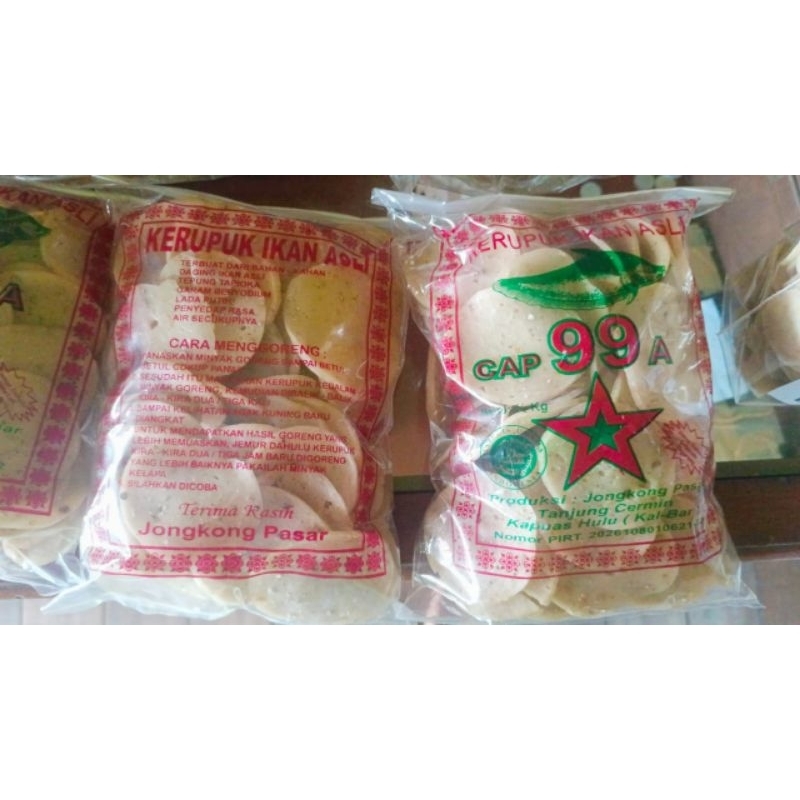 

KERUPUK IKAN ASLI CAP 99 PREMIUM 1/2 KG,ASAL KAPUAS HULU/PUTUSSIBAU(jongkong)