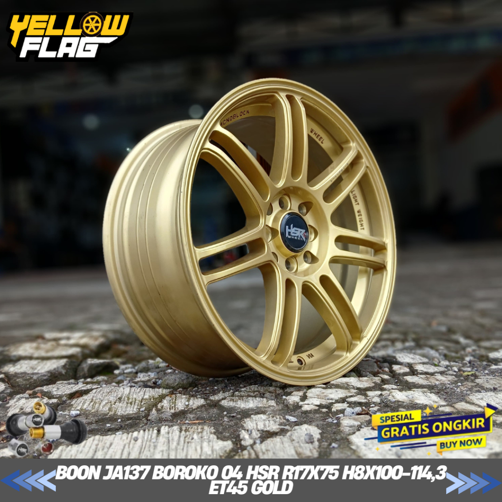 VELG RACING MURAH RING 17 HSR BOON LUBANG 4X100-4X114,3 - UNTUK BRIO JAZZ FREED COROLA R17