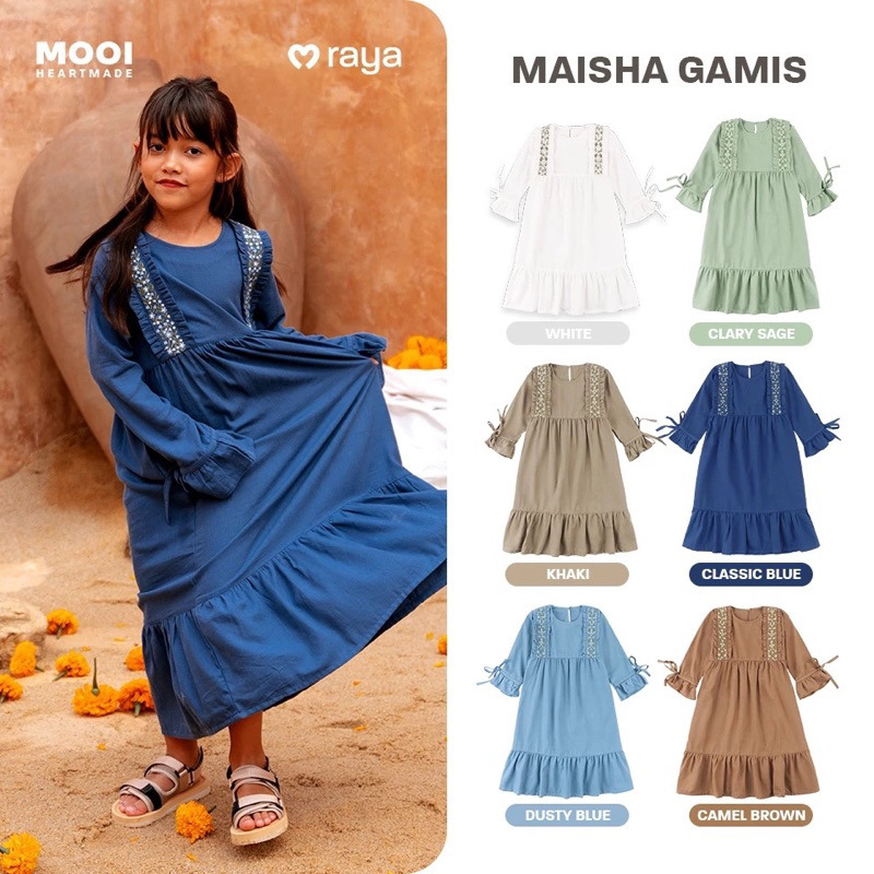 MOOI MAISHA GAMIS DRESS-Terusan Baju Anak Hari Raya Lebaran Idul Fitri cr598