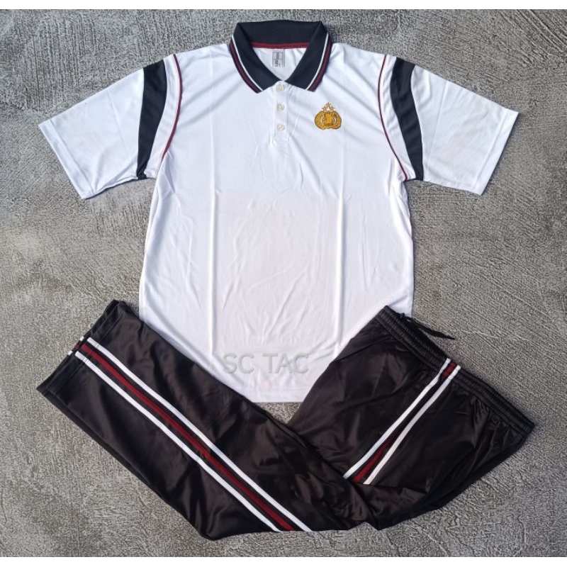 Baju Olahraga Mabes Polri Putih Dan Hitam/Seragam Olahraga Mabes Polri