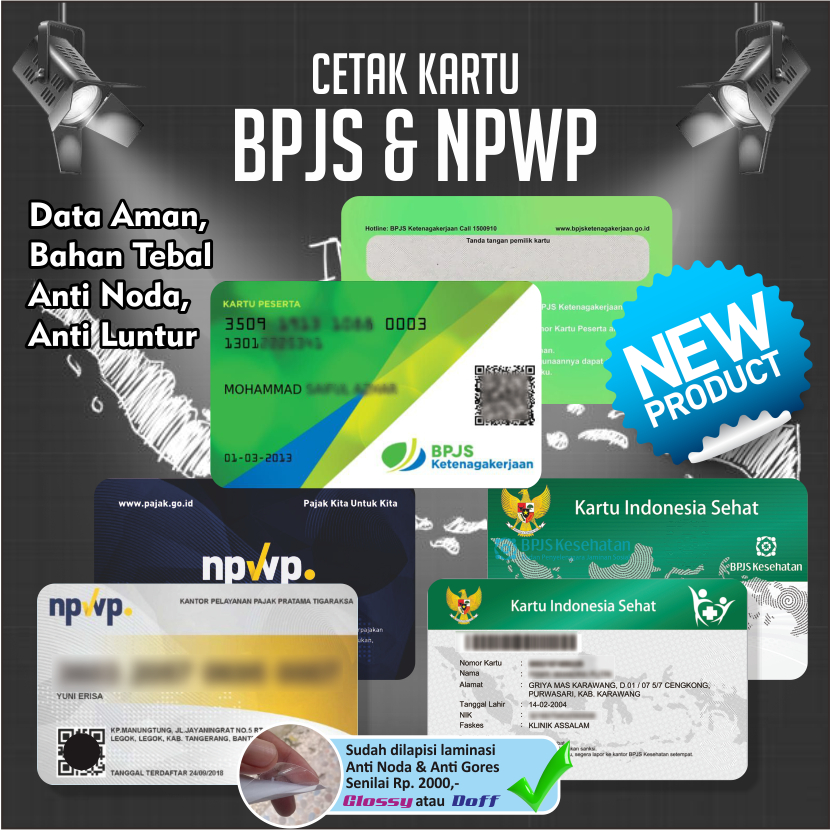 

CETAK KARTU BPJS KIS, BPJS Ketenagakerjaan & NPWP BAHAN PVC MURAH, CEPAT DAN BERKUALITAS