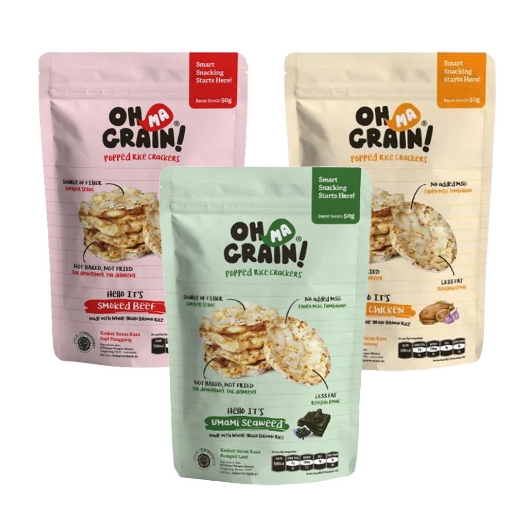 

Oh Ma Grain ! Rice Crackers / Snack Beras 50 Gr