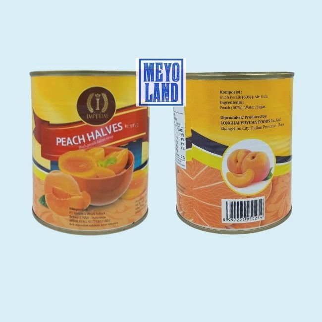 

IMPERIAL Peach Halves In Syrup 825 gr Buah Persik Dalam Kaleng Sirup Halal 825gr