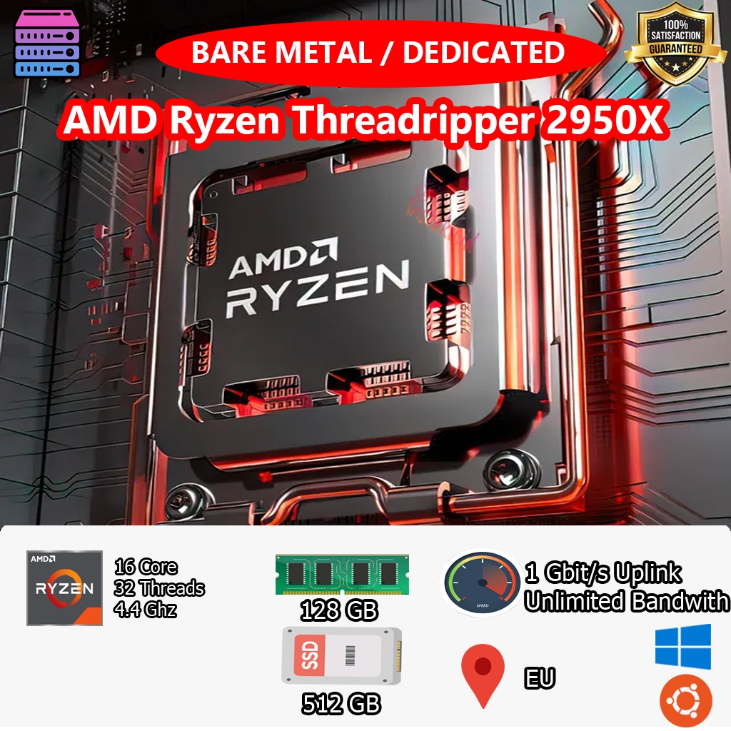 AMD Ryzen Threadripper 2950X Dedicated Server / Bare Metal / RDP