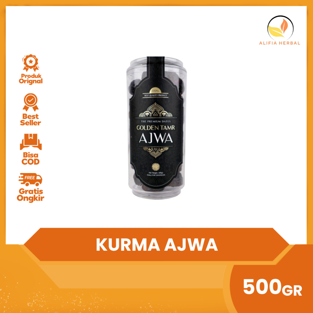 

Kurma Golden Tamr Ajwa Toples - Menjaga kesehatan tulang - 500 Gram