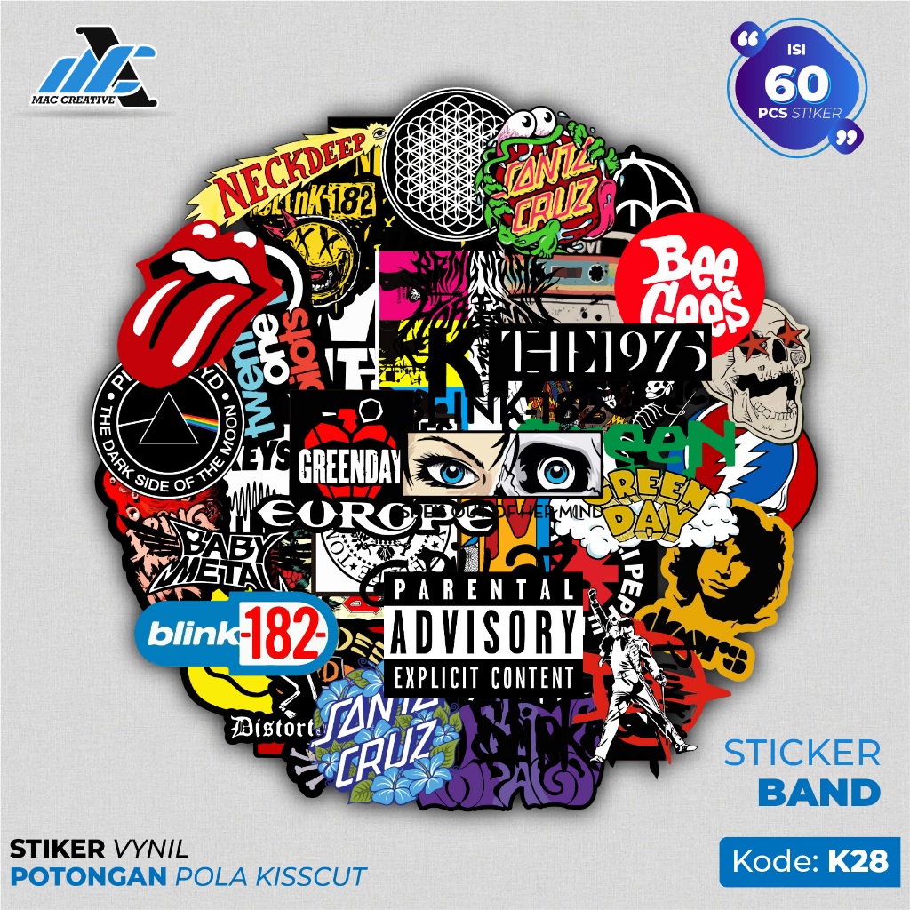 

STIKER BAND MUSIC ROCK PUNK HEAVY METAL WATERPROOF - STIKER HELM MOTOR LAPTOP ISI 60pcs - K28